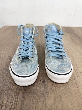 Vans‎ Light Blue Denim High-Top Sneakers with Cream Interior size 7